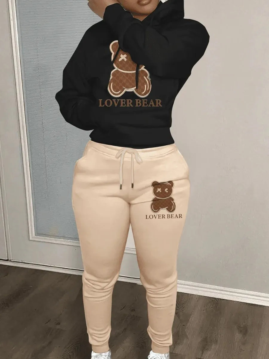 Women's Loose Fitting Fashion Hooded Sweater Set