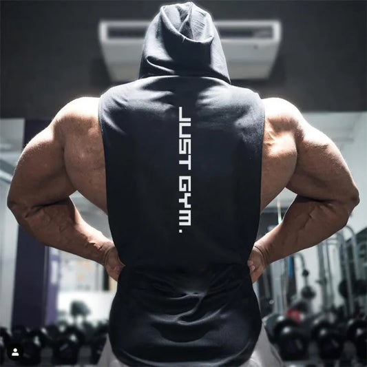 Muscleguys Gym Hooded Tank Top Men Fitness Clothing Cotton Bodybuilding Hoodie Vest Workout Singlets Sports Sleeveless Shirt