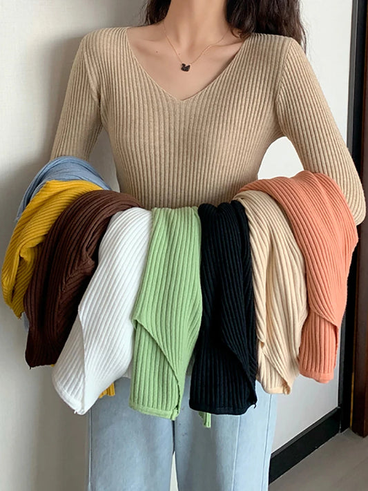 Knitted Ribbed Sweater Long Sleeve